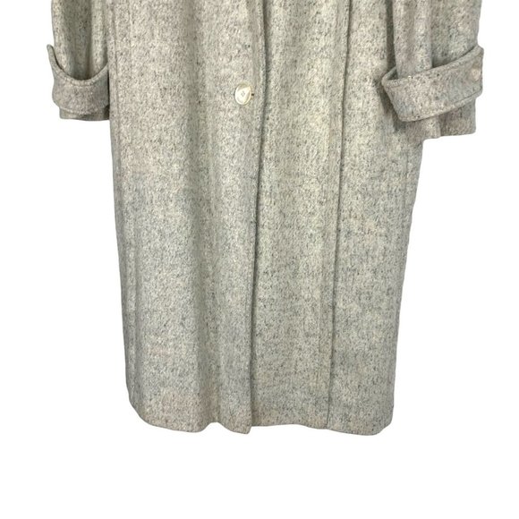Vintage 90s Grey Cream Unstructured Double Breasted Long Coat Medium - Picture 3 of 10